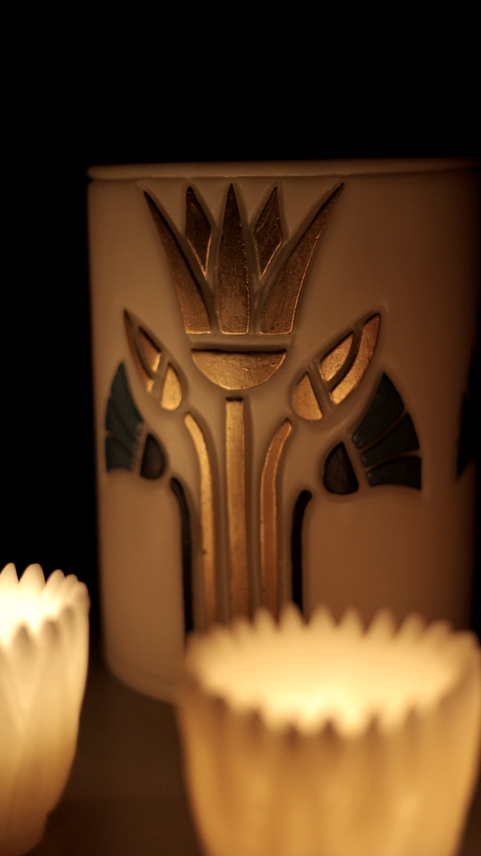 Cylinder with Lotus Flower